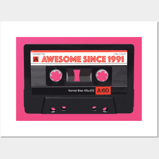 Classic Cassette Tape Mixtape - Awesome Since 1991 Birthday Gift Posters and Art